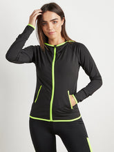 Contrast Trim Hooded Jacket with Zip Closure